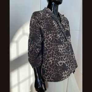 Calvin Klein Brown Muted Leopard Print 1 Button Evening Jacket 3/4 Sleeve Sz 2X